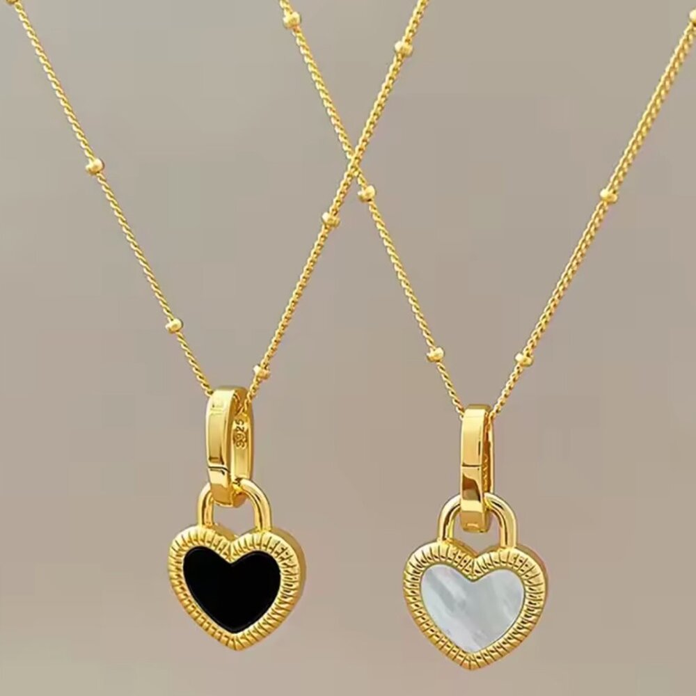 14K Gold filled “Tiffany” Double Sided Heart Necklace - Picture 3 of 5